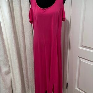 Kate & Mallory Hot Pink Cold-Shoulder Maxi Dress